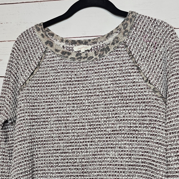 Mystree Striped and Leopard Print Long Sleeve Top - Picture 3 of 10